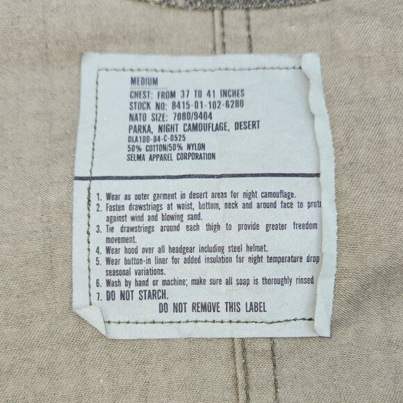 U.S. Military Parka Night Camouflage Desert Medium Vintage Army - Picture 4 of 4